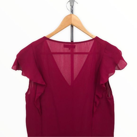 Parker Ruffle Flutter Sleeve V Neck Blouse Top size Small - Picture 6 of 12